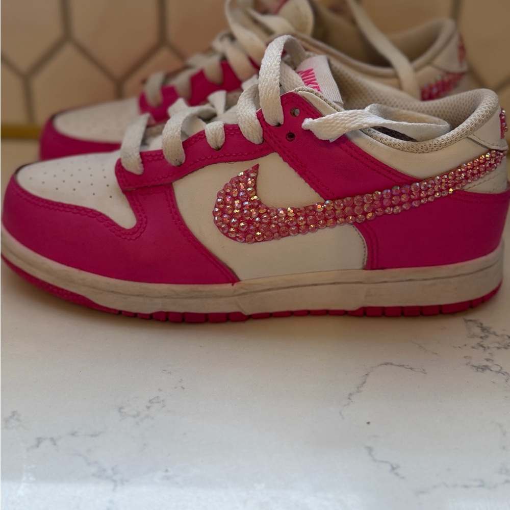 Kids Nike Dunks Pink with Crystals